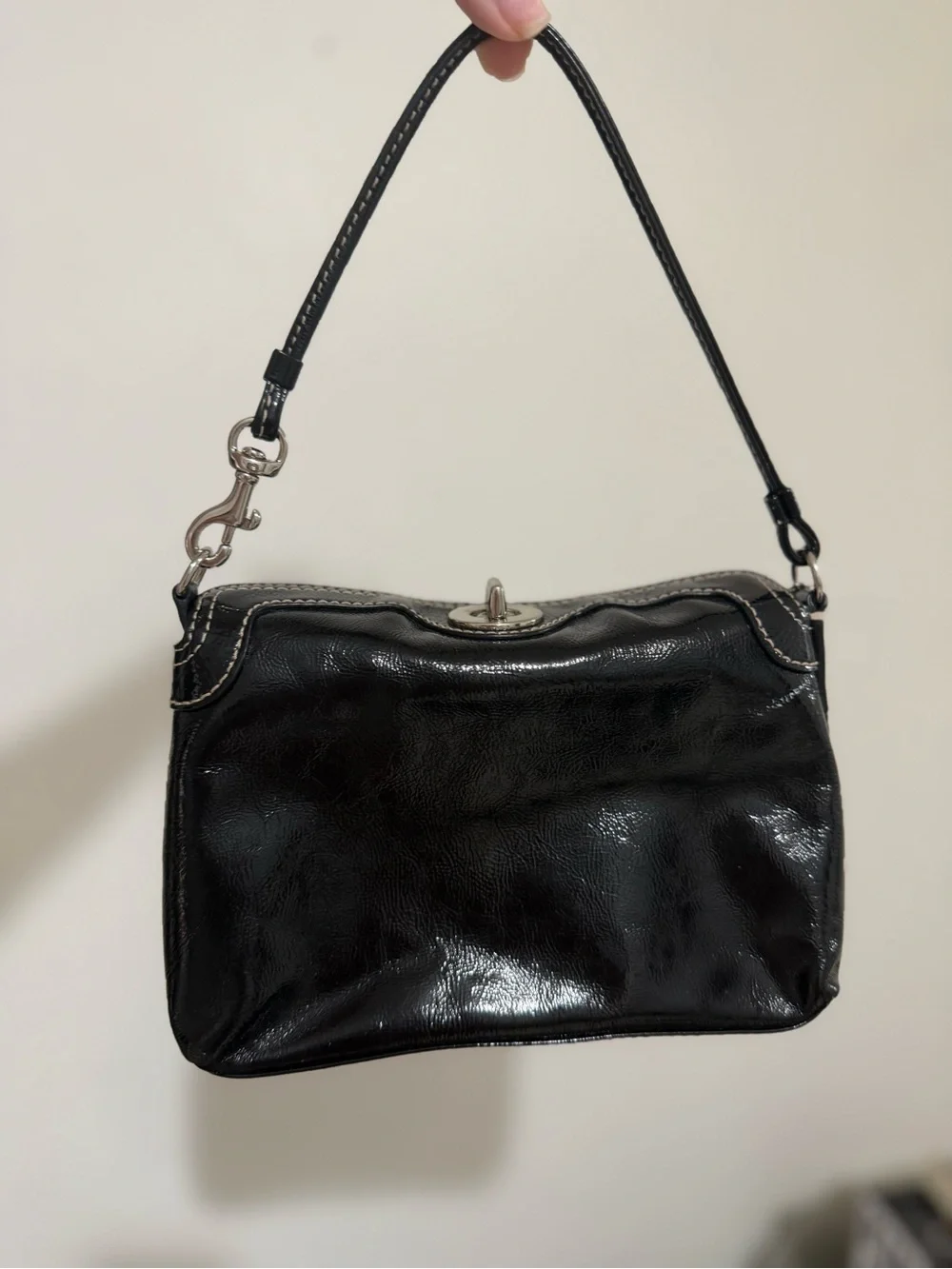 Coach Turnlock Wristlet- Gloss Black